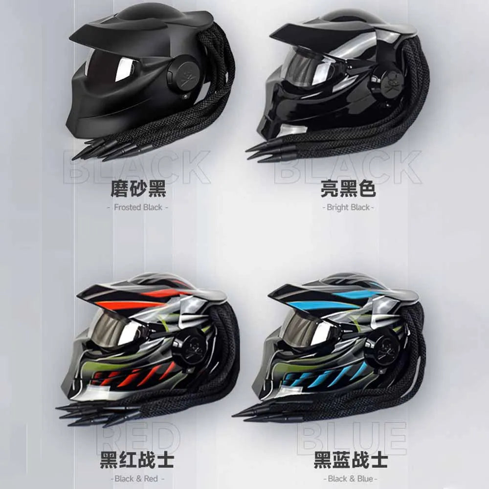 Matte Black Dreadlocks Full Face Biker Helmet Wear-Resistant Motorcycle Equipment Anti-Fall Motocross Kask Breathable Protection