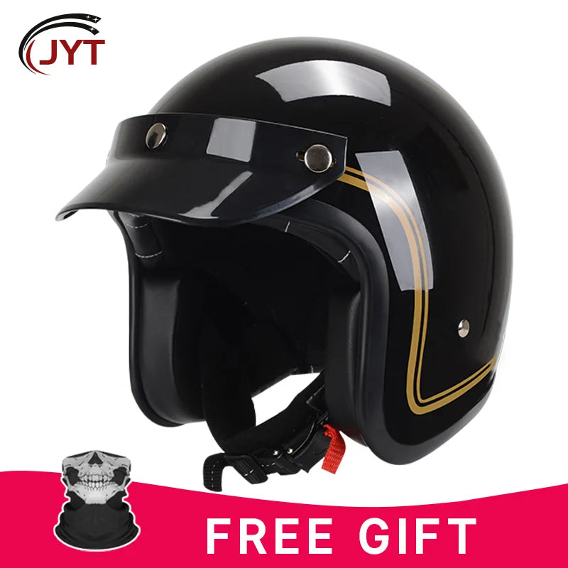 DOT Retro Open Face Motorcycle Low Profile Helmets 3/4 Half Helmet Vintage Four Seasons Unisex for Adult Men Women for Motocross