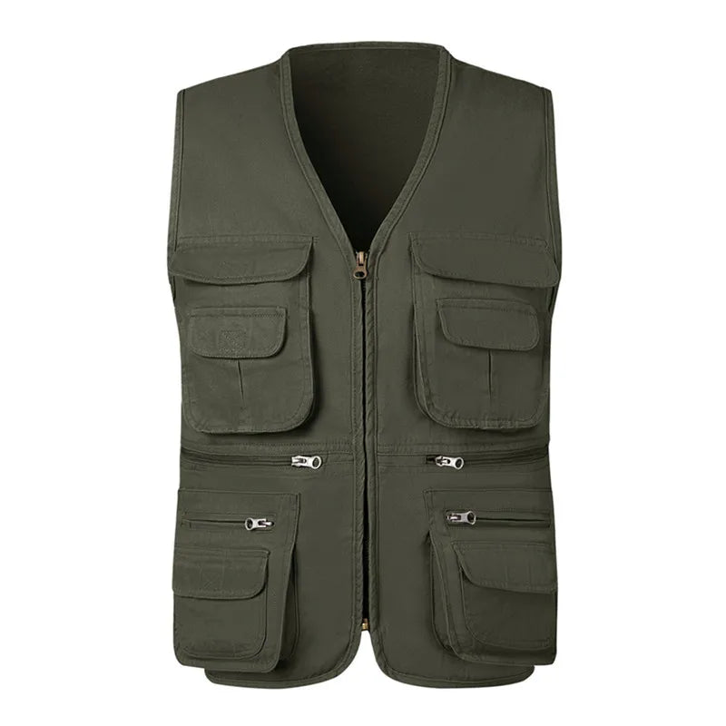 Summer Men Tactical Hiking Fishing Vest Multi-pocket Photographer Waistcoat Outdoor Leisure Male Thin Cargo Jacket Vests S-6XL
