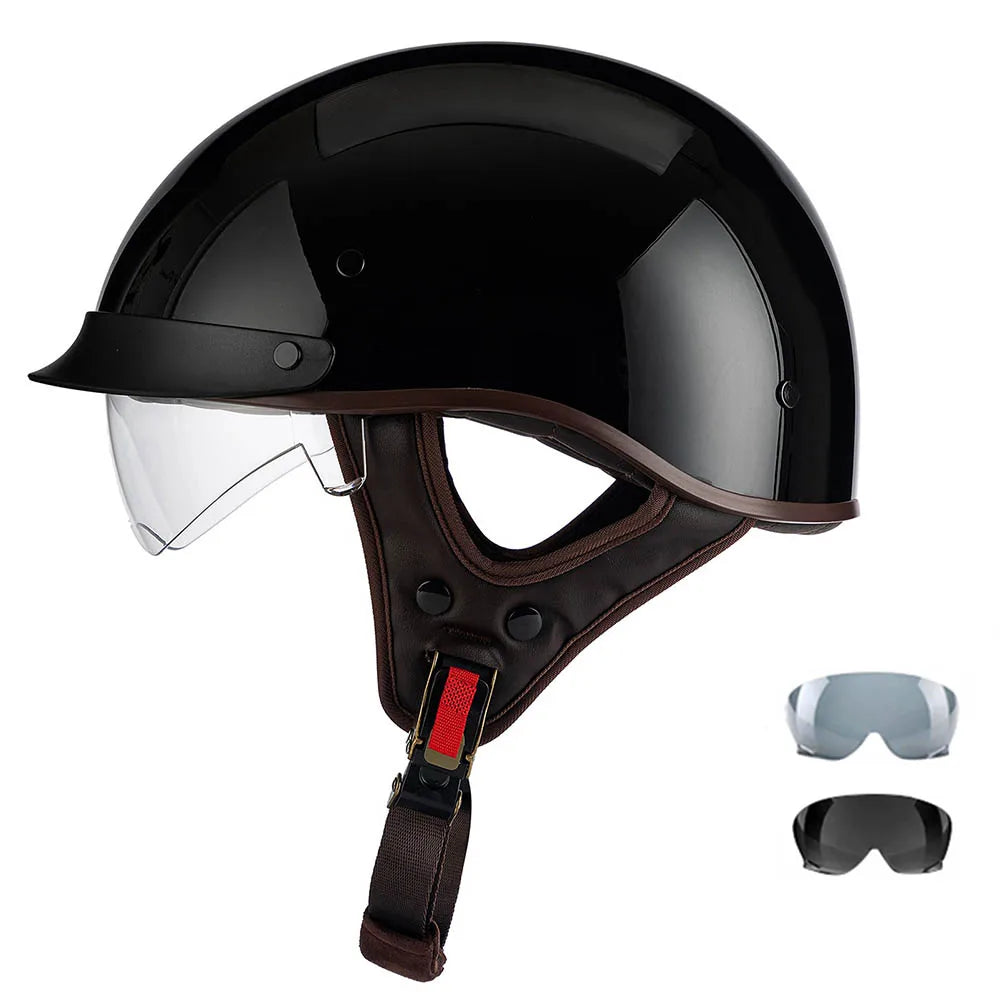 Motorcycle Half Helmet Four Seasons Helmet Summer Sunscreen Retro Fashion Helmet Men and Women Cycling Helemt ABS material