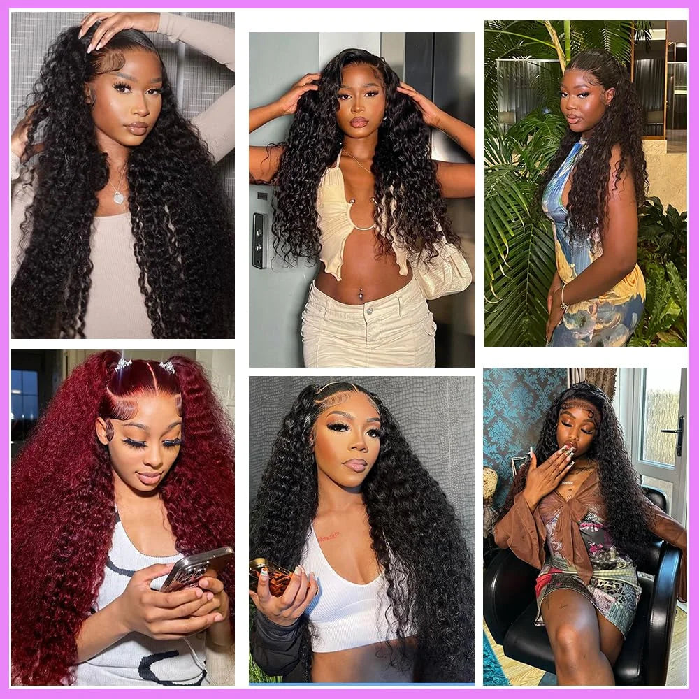 Deep Wave 13x6 Lace Front Human Hair Wig 30 40 Inches Brazilian Deep Curly Wave 13x4 HD Lace Frontal Wig Curly Wigs For Women