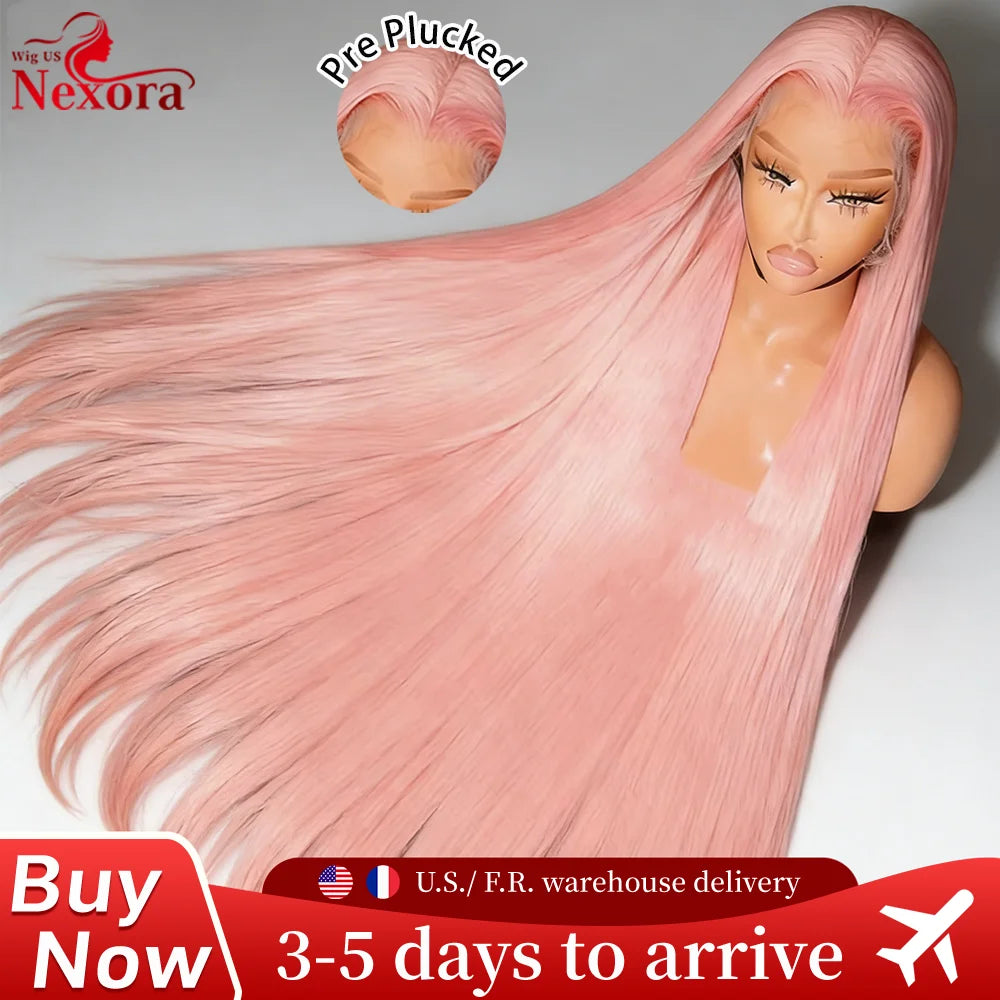 13X4 13X6 Hd Lace Frontal Wigs 200 Density Pink Straight Human Hair Wigs 32 Inch Brazilian Transparent Lace Front wig Preplucked