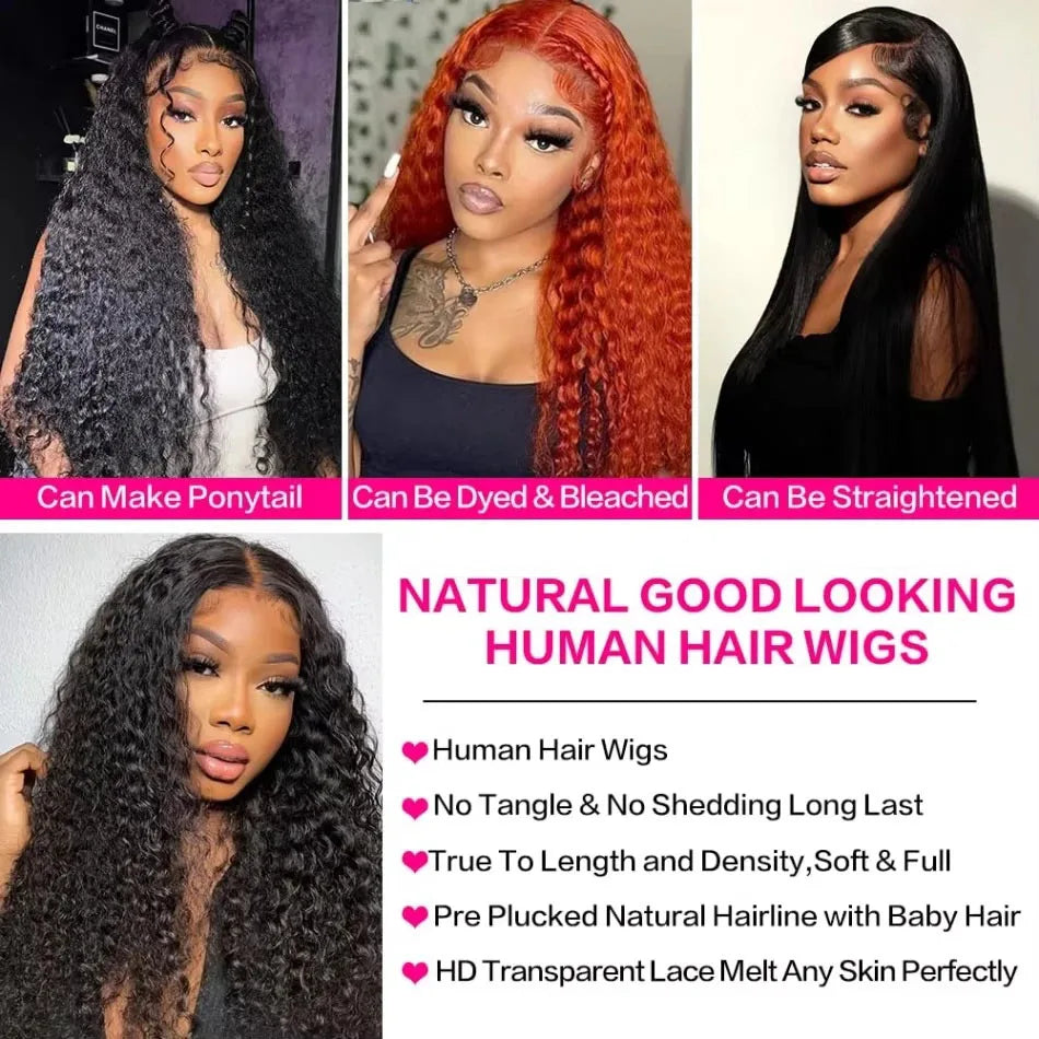 36 Inch Deep Wave Lace Front Wig 13x4 13x6 250% Density 5x5 Hd Lace Frontal Wig Brazilian Human Hair For Black Women Pre plucked