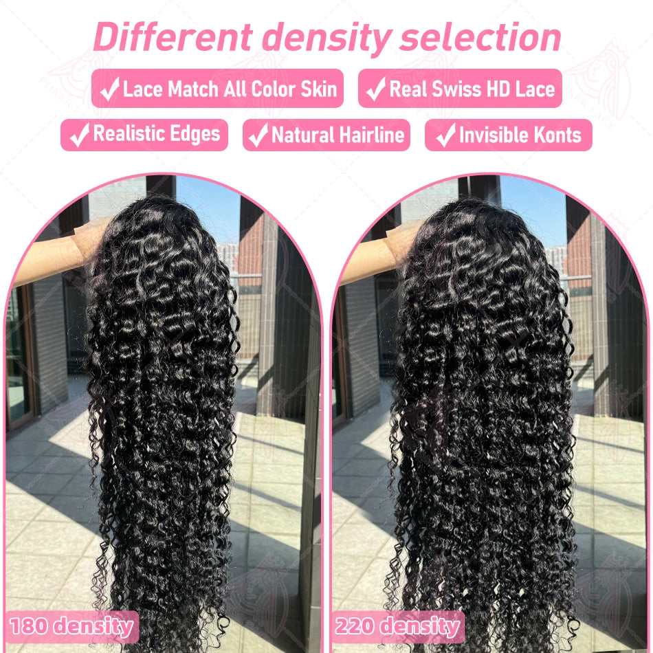 250 % Loose Deep Wave 30 38 40 Inch 13x6 HD Lace Frontal Human Hair Wigs Brazilian PrePlucke Water Curly 13x4 Lace Front Wig