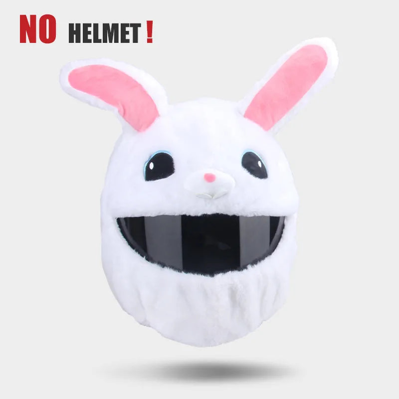 Uchoose Motorcycle Helmet Cover Cartoon Plush Helmets Hat With Crazy Large Flexible Ears Funny Helmet Protective Case For Riding