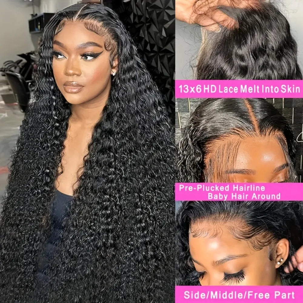Jerry Curly 13X6 Lace front Brazilian human hair wig,250% Density high definition 13×4 Lace front top real human wig