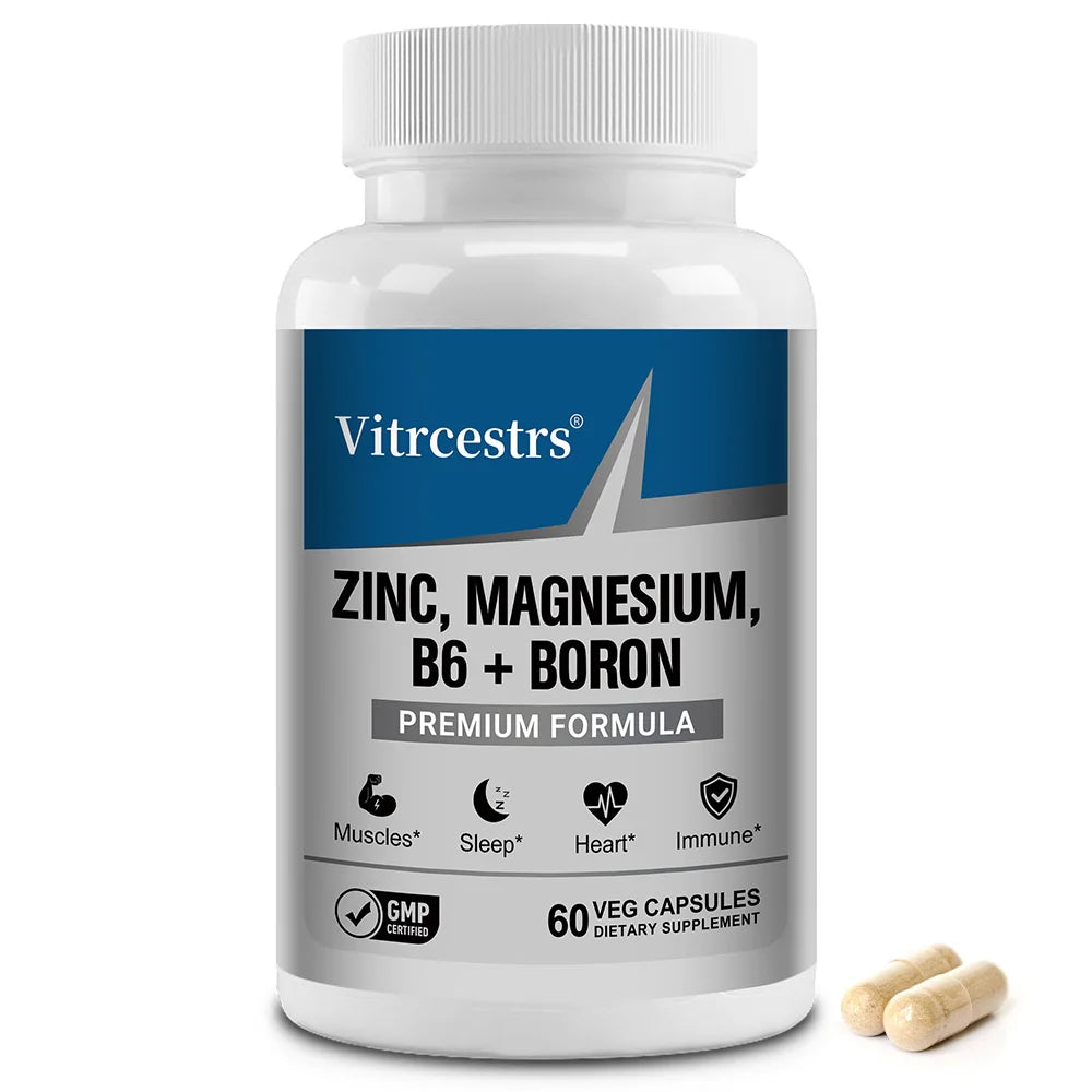 Magnesium Complex Capsules - boron/L-Threonate + Zinc D3 B6, High Absorption, Muscle Bone Brain Sleep Health, Anxiety Relief
