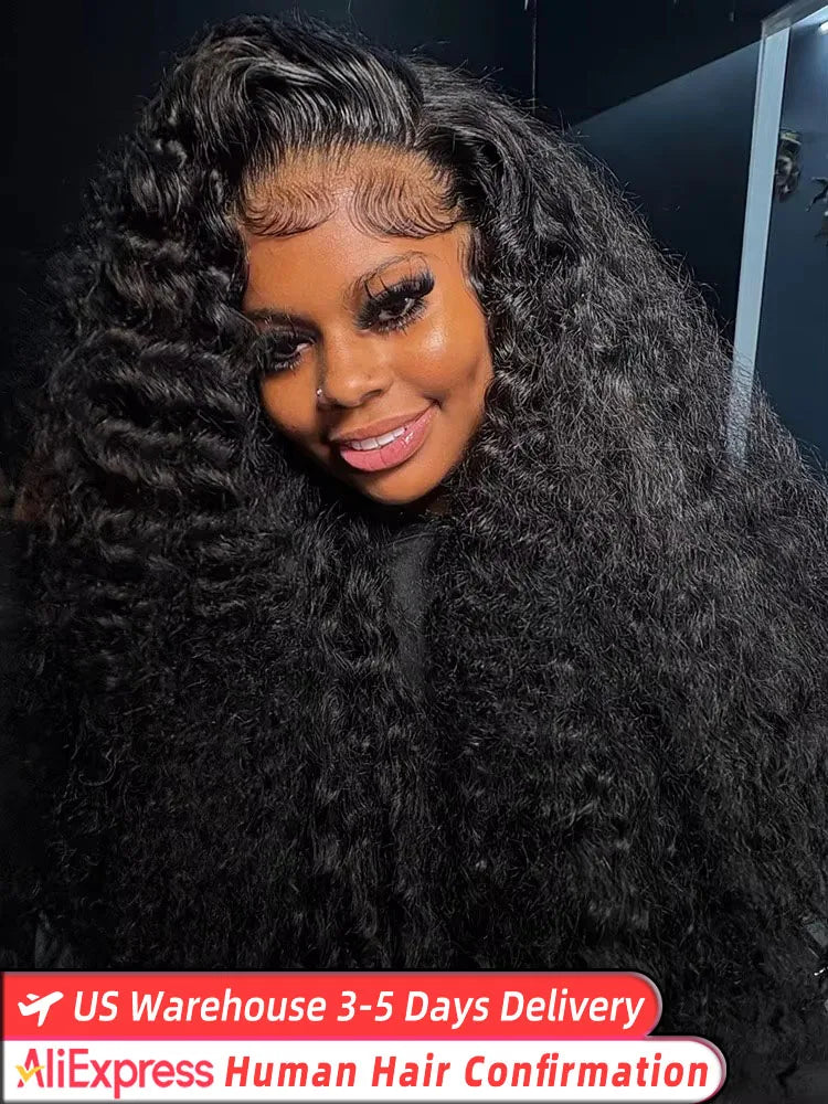 250% Density Deep Wave 13x6 360 HD Pre Plucked Lace Front Human Hair Wigs 40 46 Inch Curly Wig For Women Water Wave Frontal Wigs