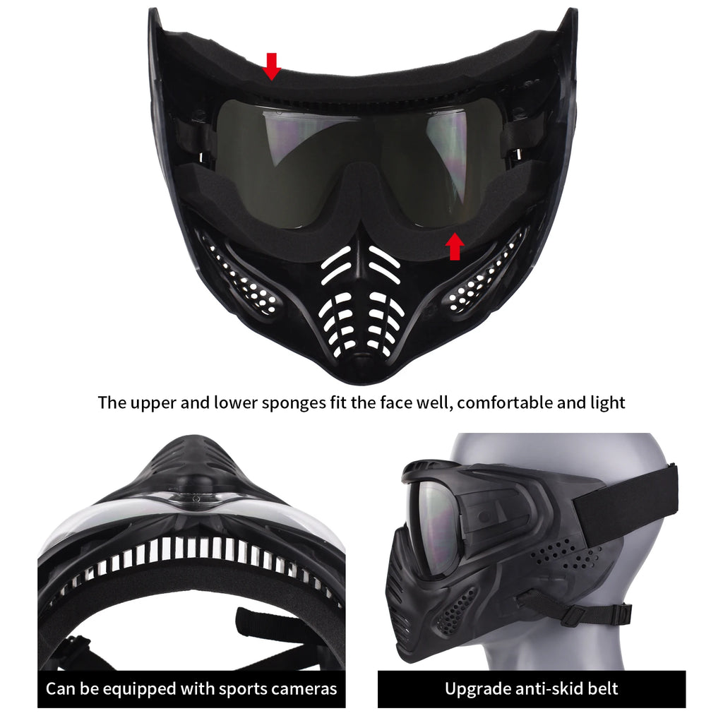 Motorcycle Full Face Mask Windproof Goggles, Outdoor Sports Riding Glasses for Halloween, Gaming, CS Tactical Airsoft