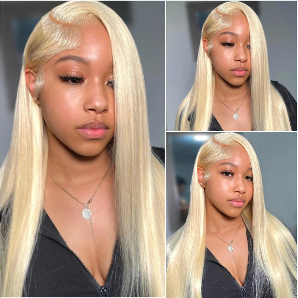 30 40 Inch 613 Blonde Straight Lace Frontal Wig 13x4 13x6 HD Transparent Lace 220% Density Brazilian Human Hair for Women