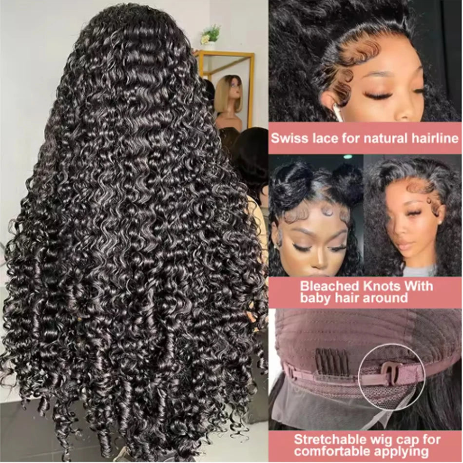 20-42 Inch 250% 13x4 Density Lace Front Wigs Deep Wave Wig Brazilian Virgin Human Hair Wigs 13x6 Lace Closure Wig ForWomen