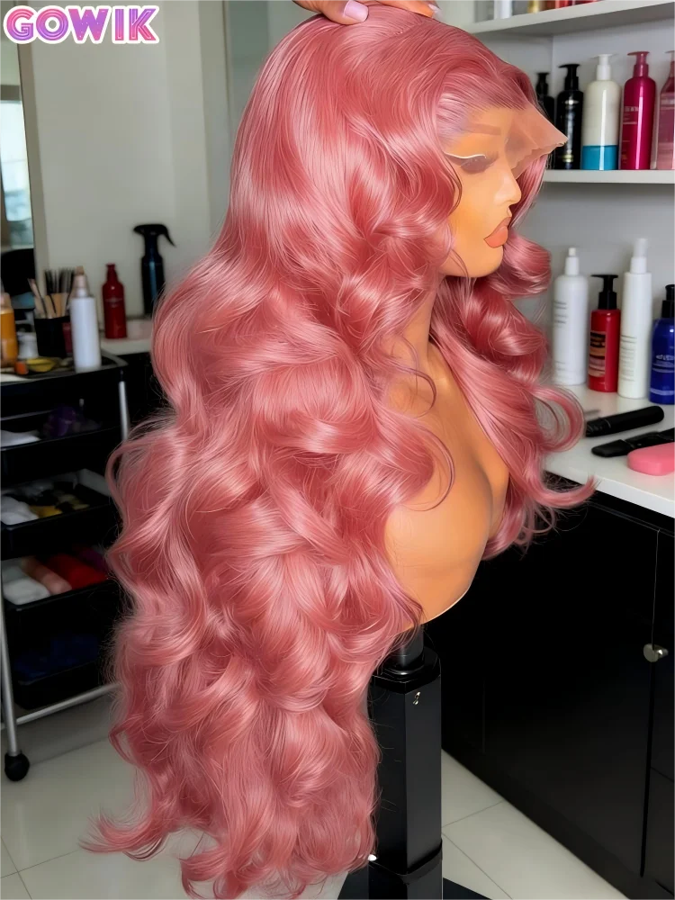 Pink Human Hair Wig Colored Body Wave Lace Front Wig 13X6 Hd Lace Frontal Wig 250 Density Brazilian Wig Original 40 Inch Natural