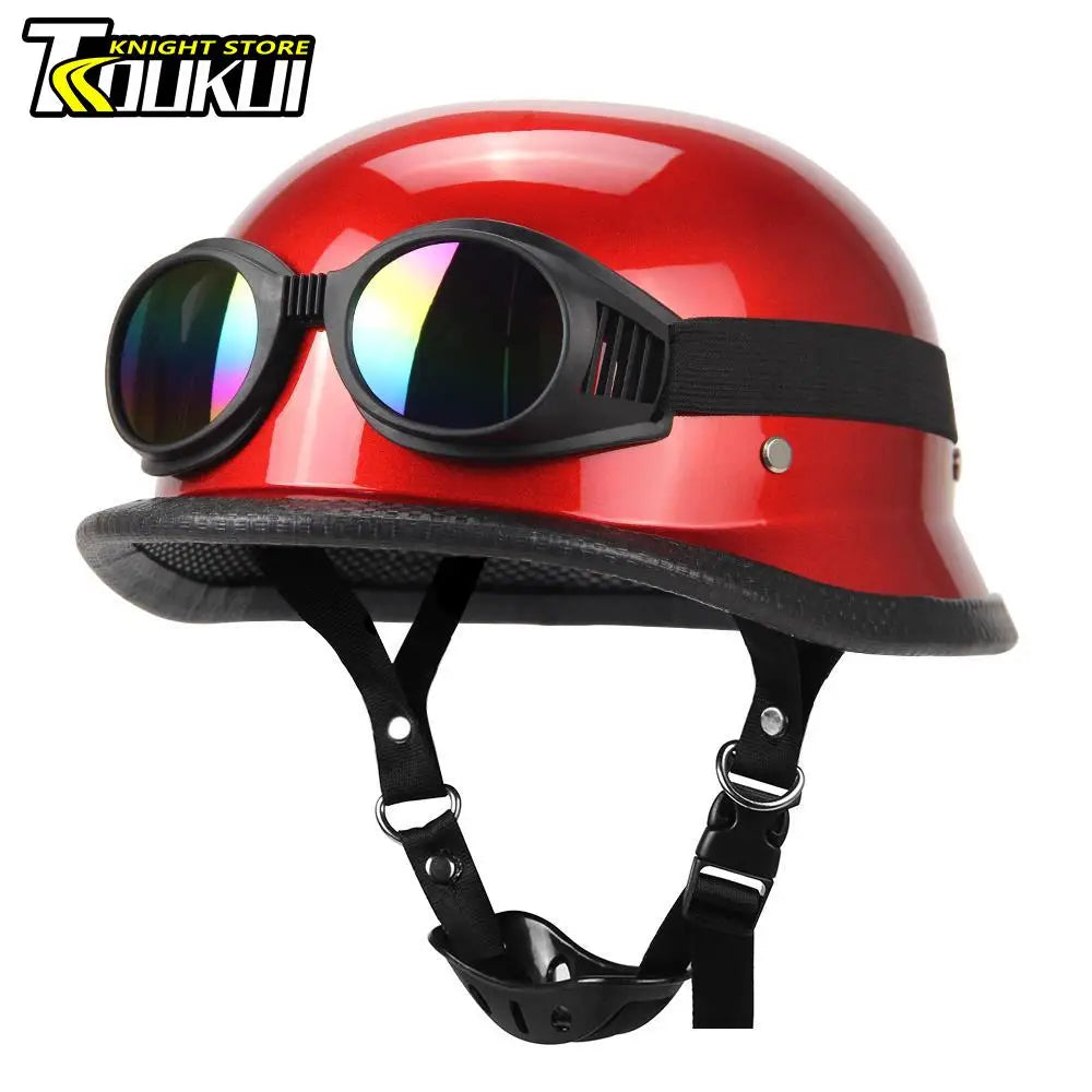 DOT Certification Half Helmet Retro Motorcycle Helmet German Vintage Moto Helmet Fashion Capacete De Moto Men Women Casco Moto