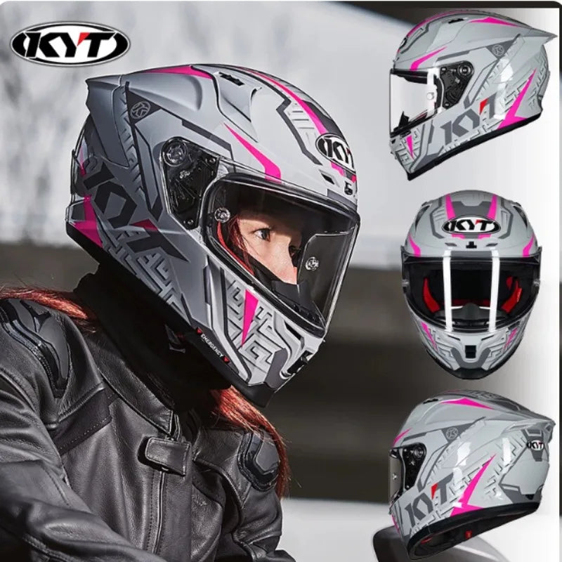 New colors available！KYT Full Helmet Women Motorcycle Helmet Men Summer Four Season Moto Track Hard Helmet Riding Big Tail ST