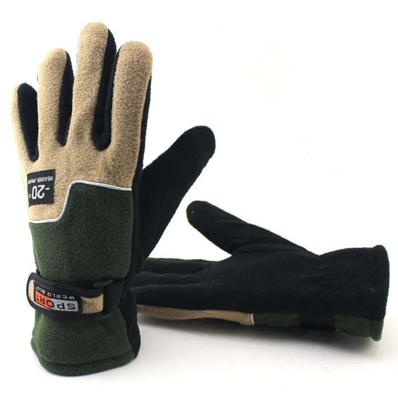 Winter Warm Gloves Outdoor Skiing Cycling Outdoor Sports Five Fingers Mittens Plush Thickening For Men Warm Motorcycle Gloves