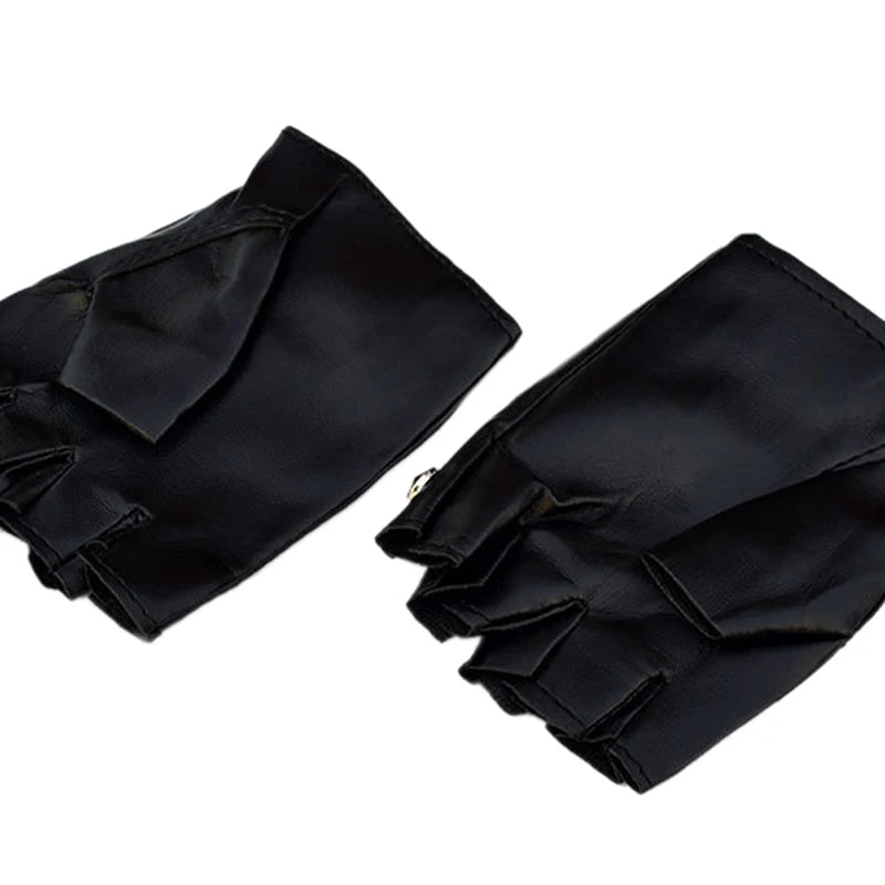 Fashion Dance Motorcycle Rivets Stud Gloves Women Punk Leather Driving Biker Fingerless Mittens Sports Fitness Gloves Black
