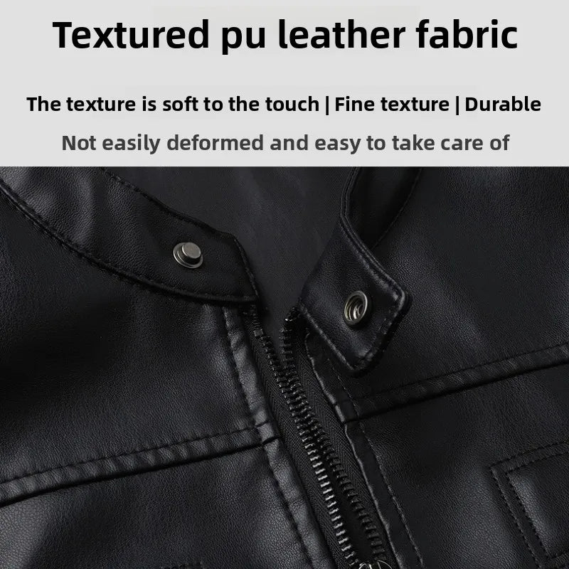 PU leather jacket 2026 spring and Autumn men's stand-up collar leather jacket Motorcycle jacket men's coat motorcycle vest 오토바이