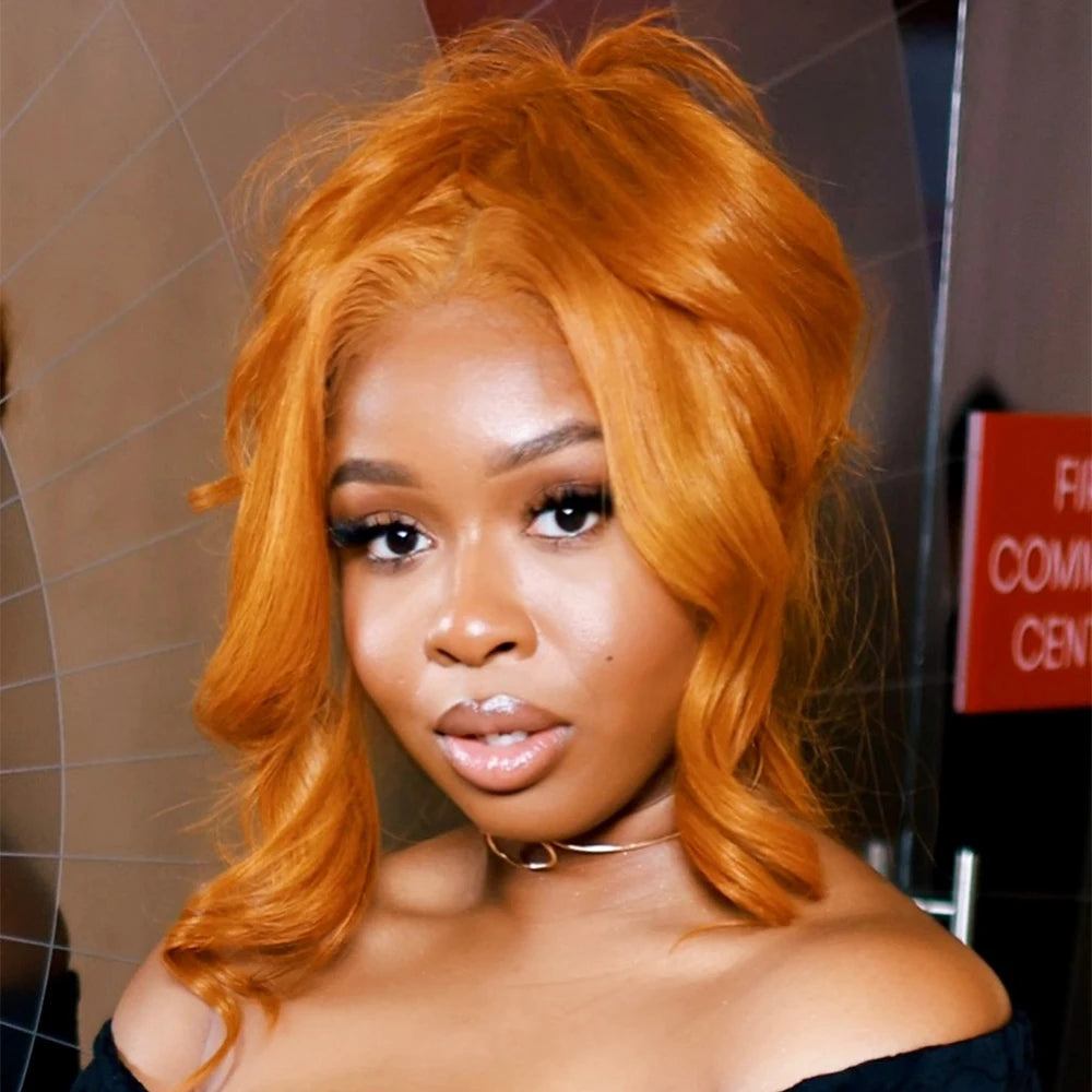 400 Density 36Inch Orange Ginger Body Wave Glueless Wig 13X6HD Transparent Lace Frontal Wigs For Women Brazilian Remy Preplucked