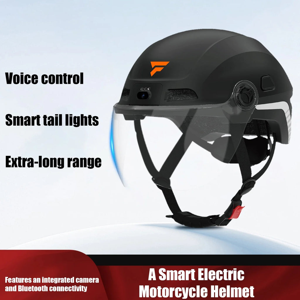 M8 Intelligence Motorcycle Helmet Bicycle Safety Helmet Built-in Noise-canceling BT Dashcam with LED Headlights