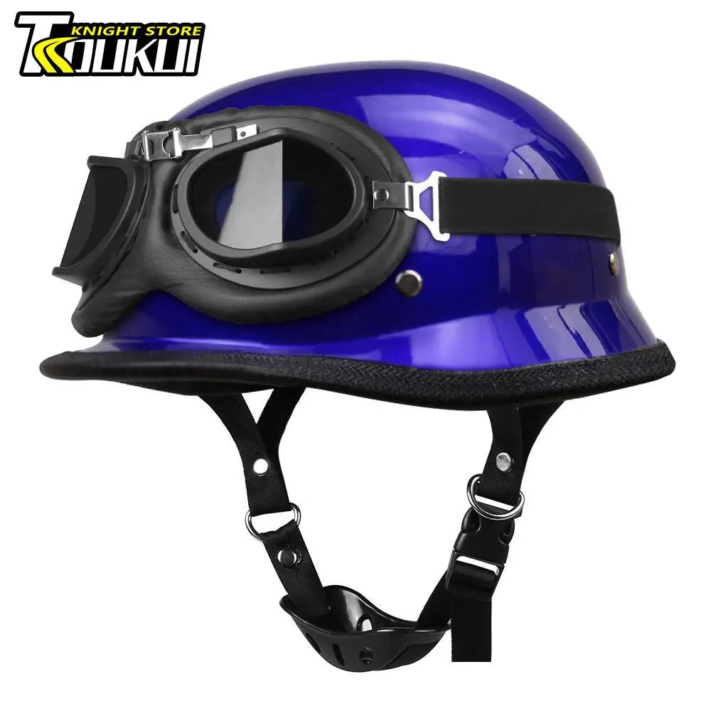 DOT Certification Half Helmet Retro Motorcycle Helmet German Vintage Moto Helmet Fashion Capacete De Moto Men Women Casco Moto