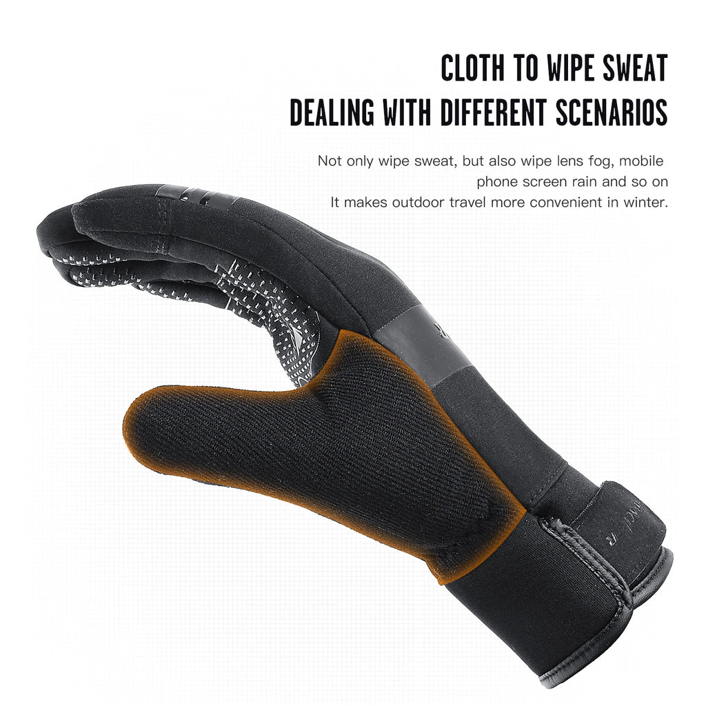 Cycling Gloves Winter Touch Screen Motorcycle Gloves Outdoor Scooter Windproof Riding Ski Gloves Warm Bike Gloves Black Cycling