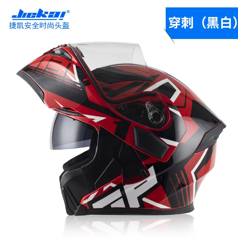 NEW Bluetooth Helmet Flip Up Visor Dual Lens Casco Moto Cool Motorcycle Helmet Full Face Casco Black Motorbike Helmets Modular