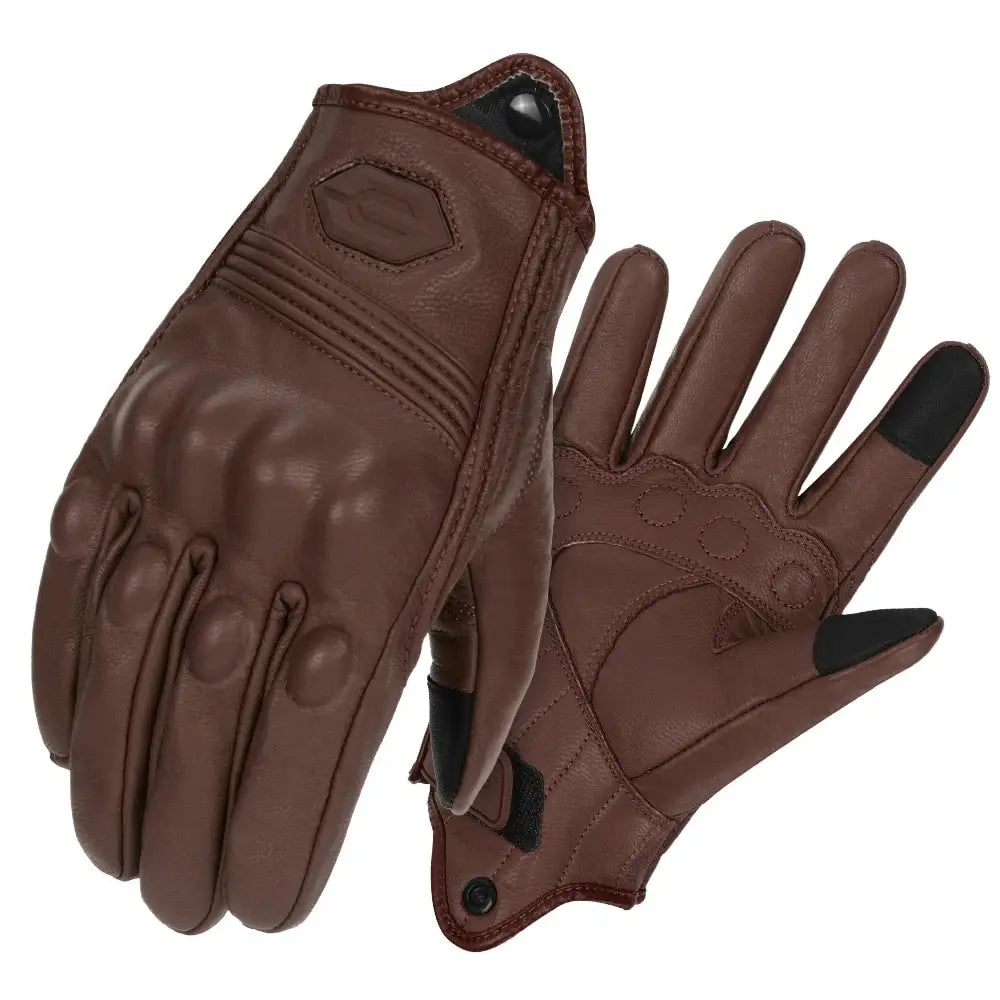 Motorcycle Gloves Summer Breathable Leather Motocross Gloves Men Retro Biker Cycling Gloves Touch Screen Motorbike Riding Gloves