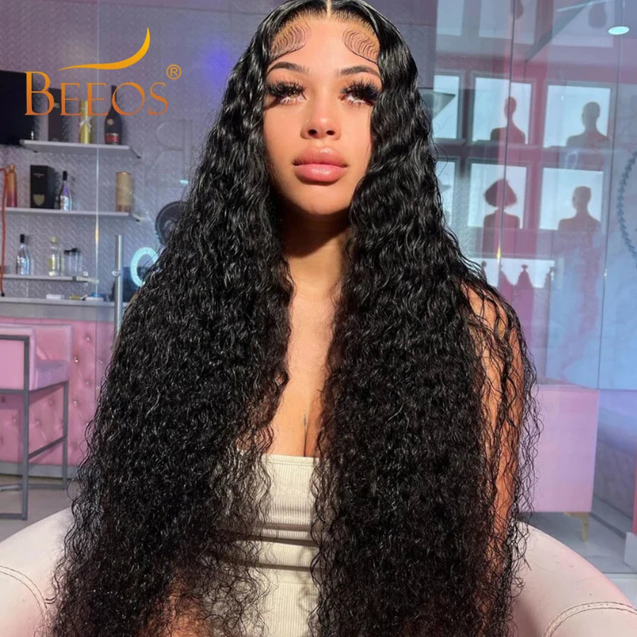 Water Wave Wig 100% Human Hair Wig 7x6 Drawstring Glueless Wigs Curly Wigs Deep Part Silklike HD Lace Wigs Brazilian Remy Hair