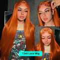 Ginger Orange Straight 13X6 Hd Lace Front Human Hair Wig 13X4 220 Density 36 Inch Wigs #350 Colored Pre Plucked Brazilian Wigs