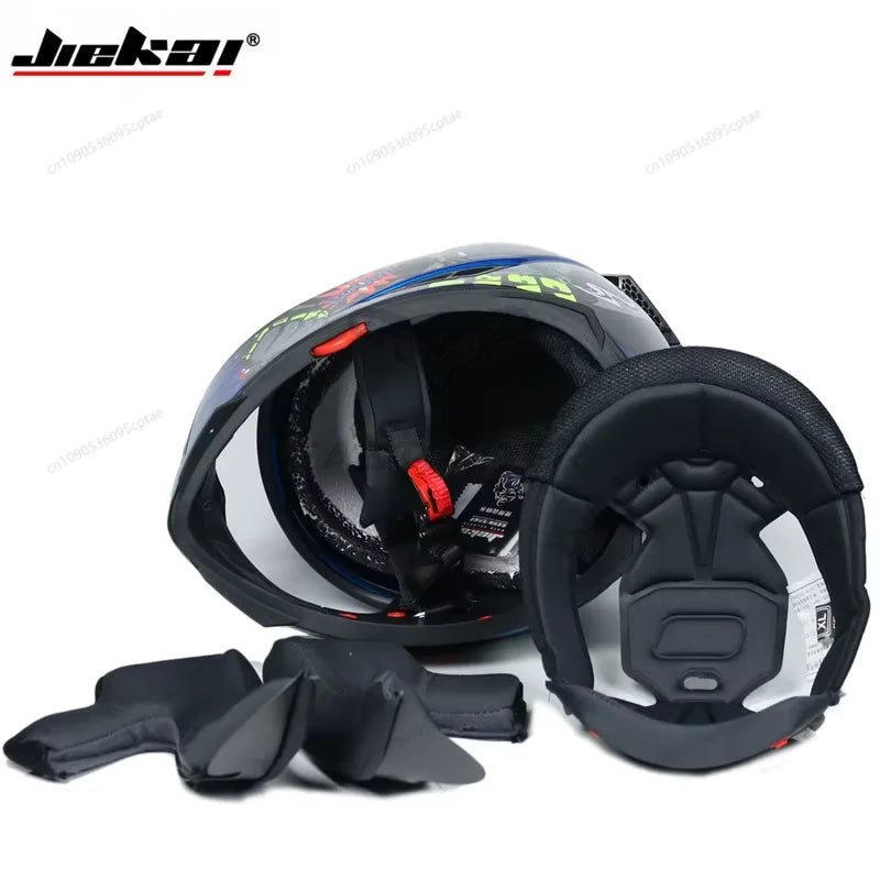 Full face helmet motorcycle riding helmet safety double lens Racing helmet Individuality braids horns