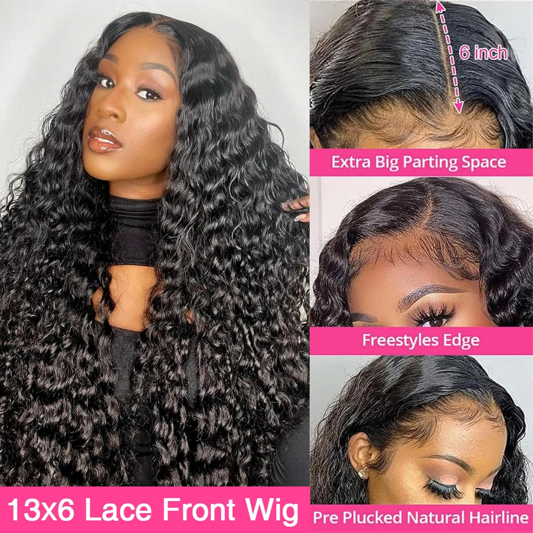 Water Wave 30 40inch 300 Density Lace Front 100% Human Hair Quality Wig Glueless 13x6 Hd Curly Deep Wave Frontal Wigs For Women