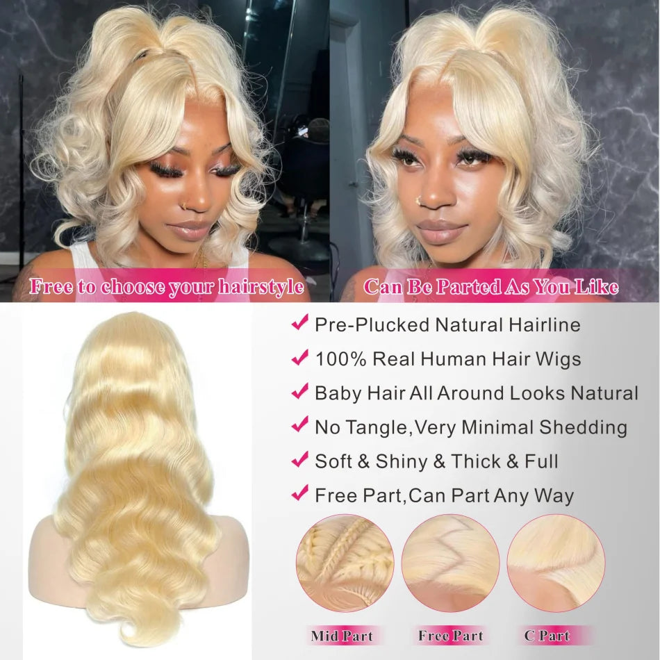 13X6 Body Wave Human Hair Wigs 100% Human Hair Quality Pre Plucked Brazilian Blonde Human Lace Front Wig 613 Hd Lace Frontal Wig