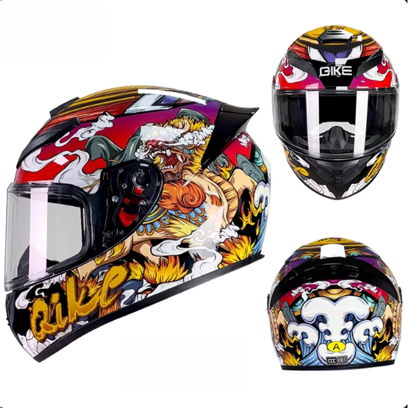 Latest Personalised Design Grey Wolf Pattern Motorcycle Full Face Helmet DOT Approved Possess Unmatched Comfort Thrilling Rides