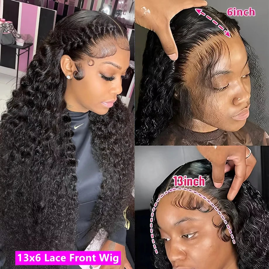 30 40 Inch Curly Human Hair Wig Hd Lace Wig 13x6 Human Hair Deep Wave Frontal Wig 13x4 Water Wave Curly Wigs For Black Woman