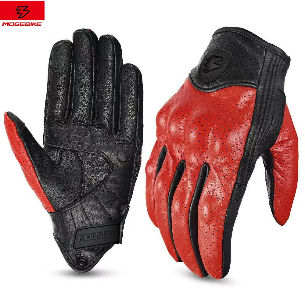Lightning Metal Logo Motorcycle Gloves - Premium Anti-Slip & Windproof Riding Gloves for Men Women