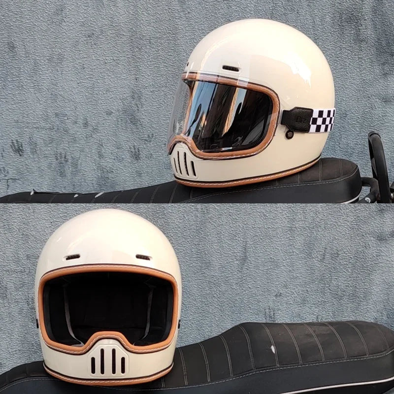 ORZ Retro Motorcycle Full Helmet Motorcycle Helmet Four Seasons Couple Street Bike Helmet Riding Cascos Para Moto