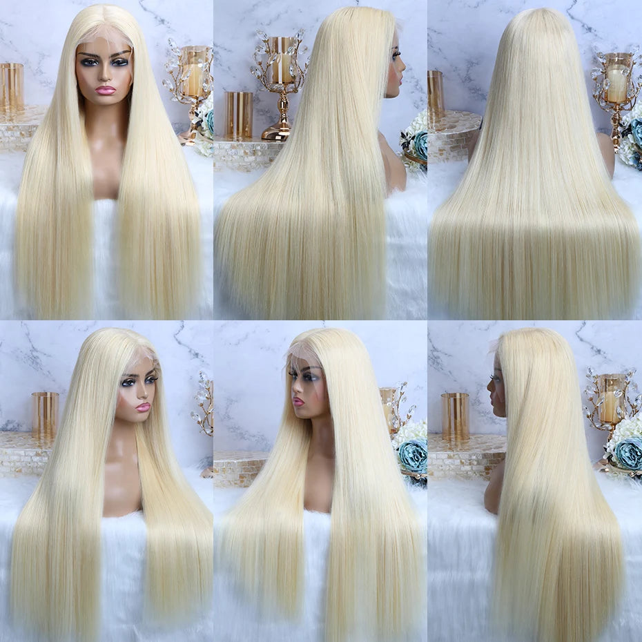 13x4 13x6 360 HD Transparent 613 Honey Blonde Color Lace Front Human Hair Wigs for Women Raw Brazilian Straight Lace Frontal Wig