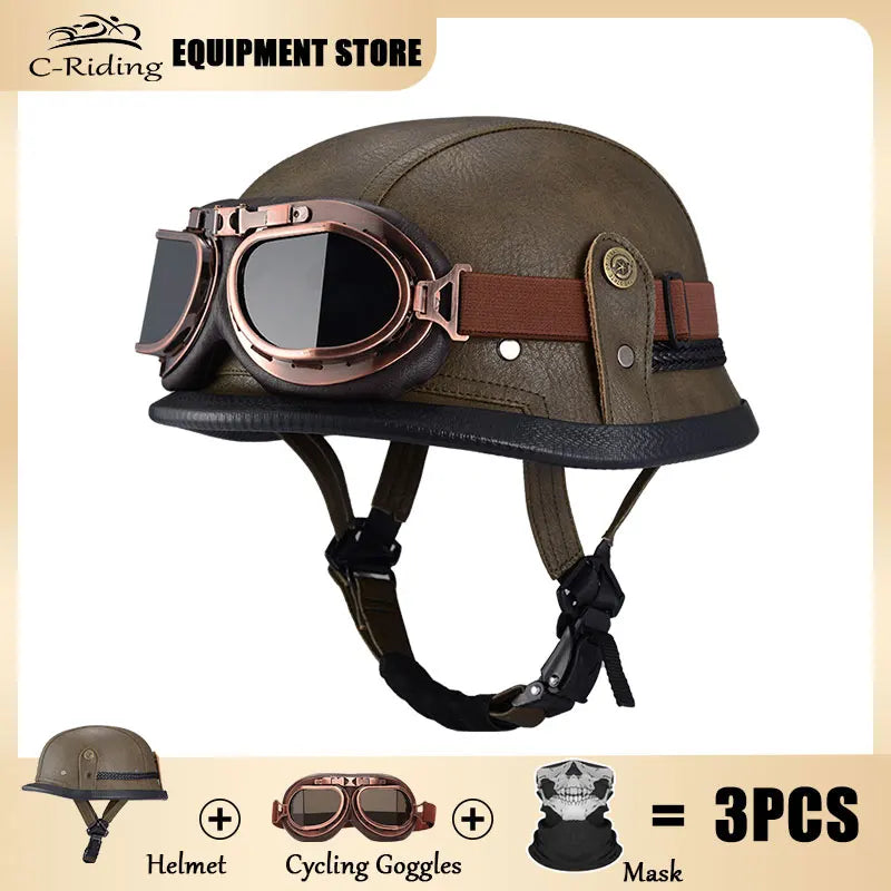 Motorbike Helmets Casco Moto Helmet Half Face Vintage Retro German Scooter Motorcycle Helmet Dot Approved Motorcycle Accessories