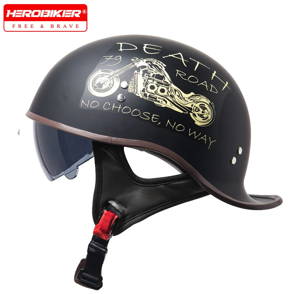 Retro Motorcycle Helmet Men Women Motorbike Half Helmet Riding Racing Moto Helmet DOT Certification Protection Vintage