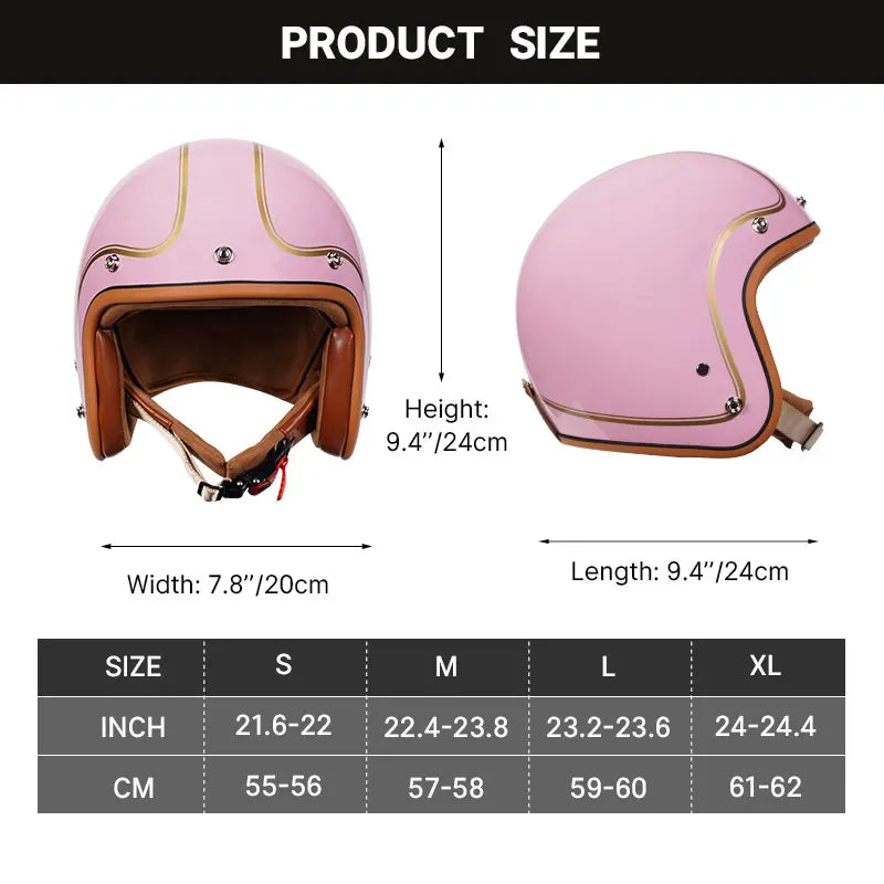 3/4 Open Face Helmet with Bubble Visor Three Button Half Helmet Sun Visor Retro Motorcycle Jet Helmets Men Women DOT Approved
