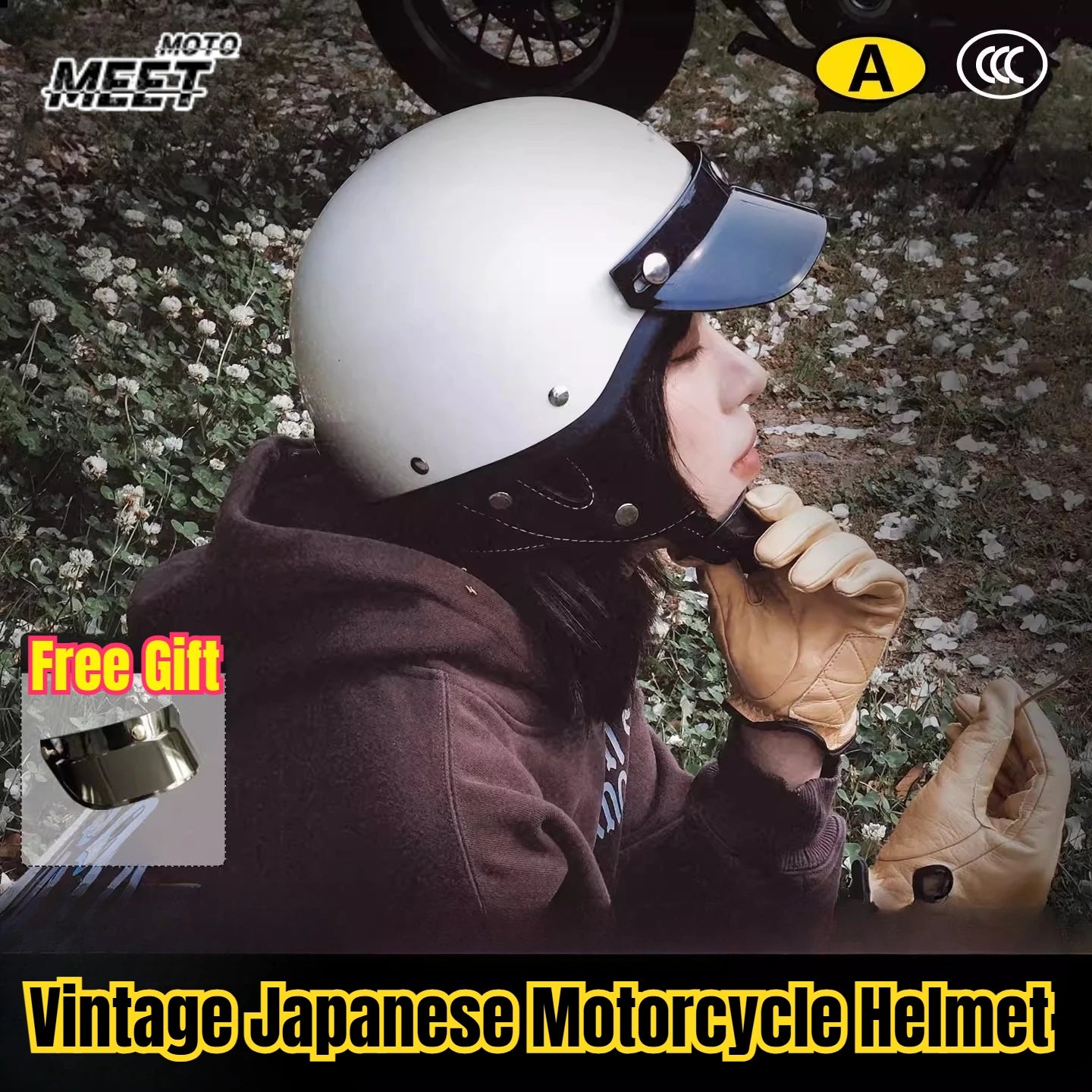 Vintage Japanese Motorcycle Helmet Cruiser Half Helmet Unisex Adult Child All Seasons Summer Simple Stylish Protection