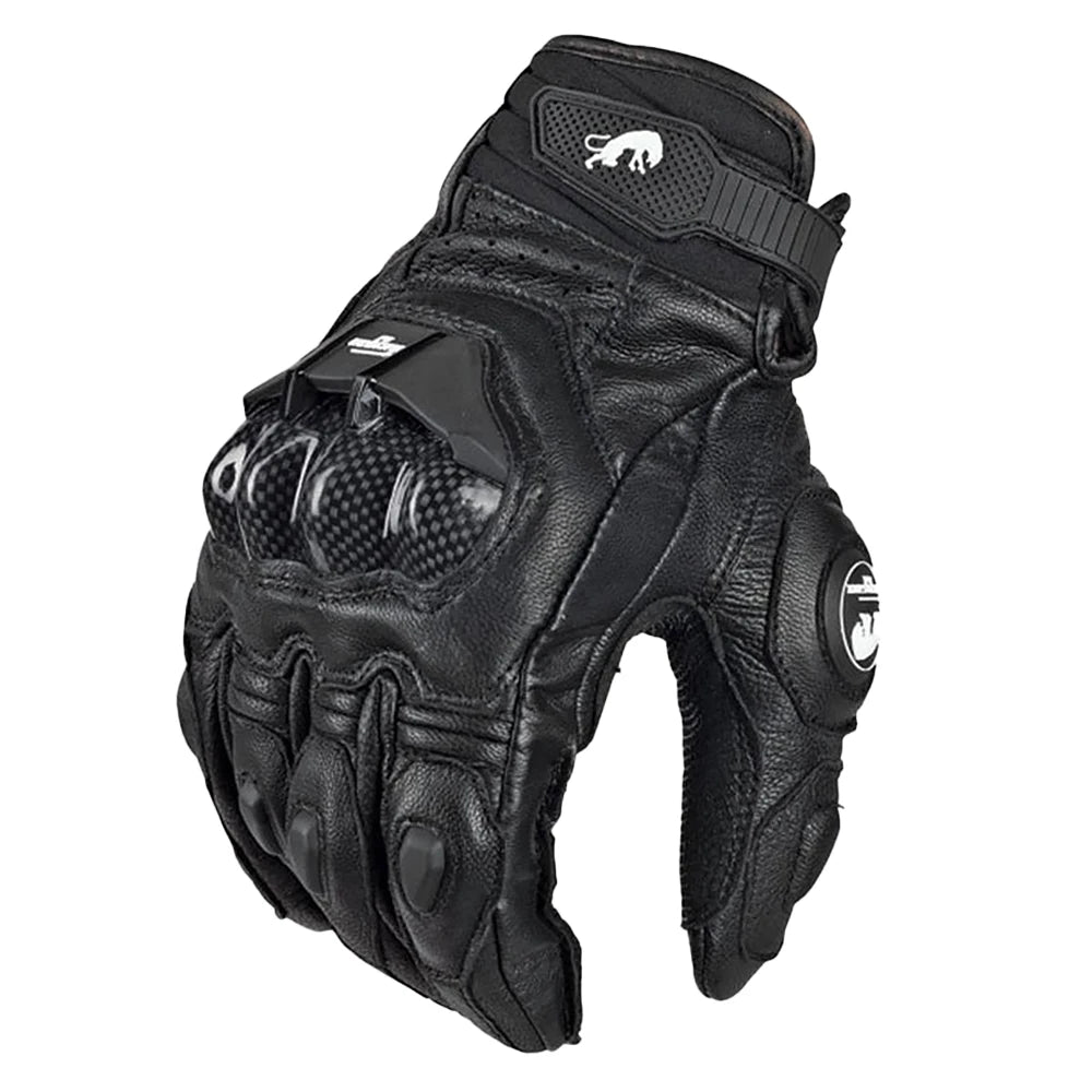 AFS 6 Motorcycle Leather Gloves Carbon Fiber Protective Gloves Men Black Motocross Motorbike Glove Racing Riding Gloves M-XXL