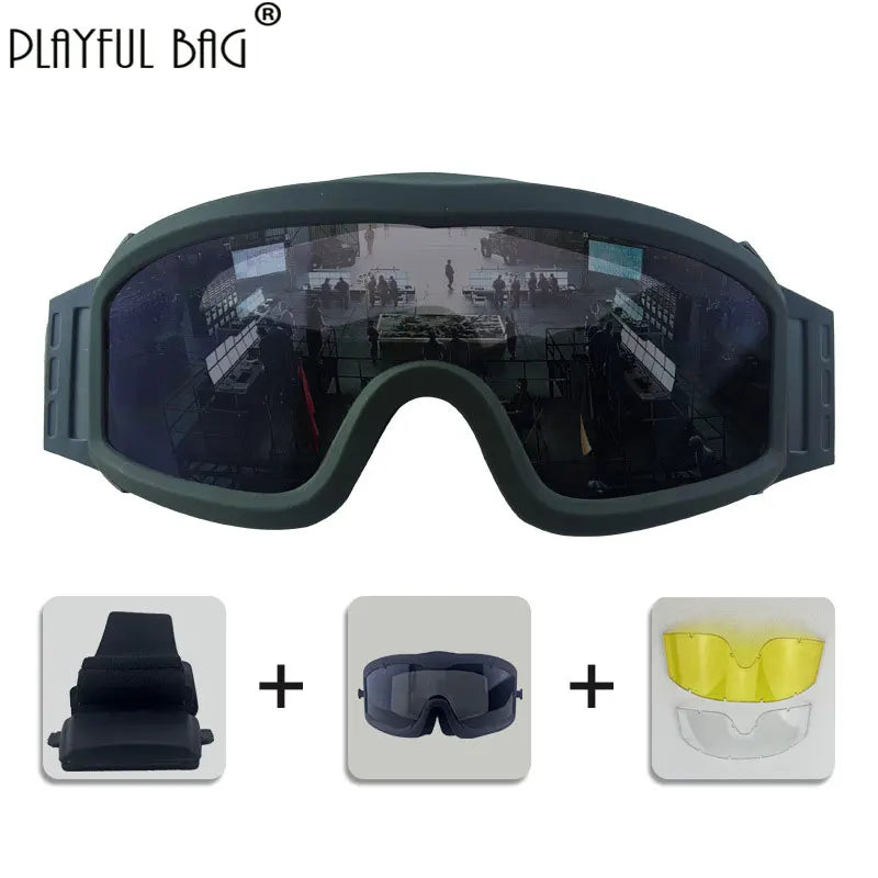 Alpha Tactical Goggles Wind-proof Glasses Eye Protection Airsoft Paintball Outdoor Riding Sports Goggles Motorcycle QG249S