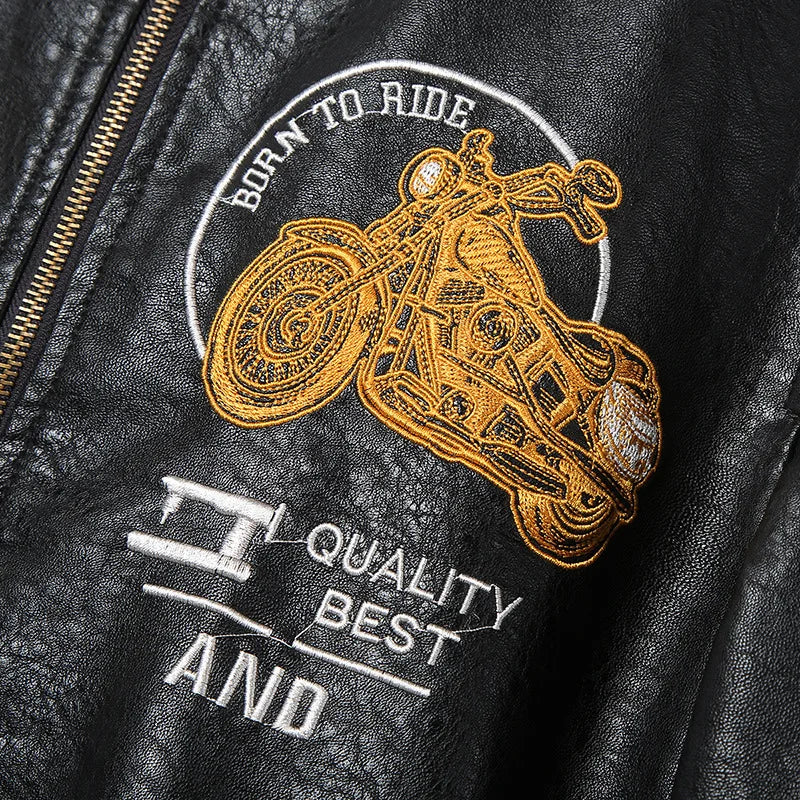 PU Leather Motorbike Jacket Men Autumn Winter Plush Washed Retro Motorcycle Jacket Motorcycle Accessories Moto Jacket Men