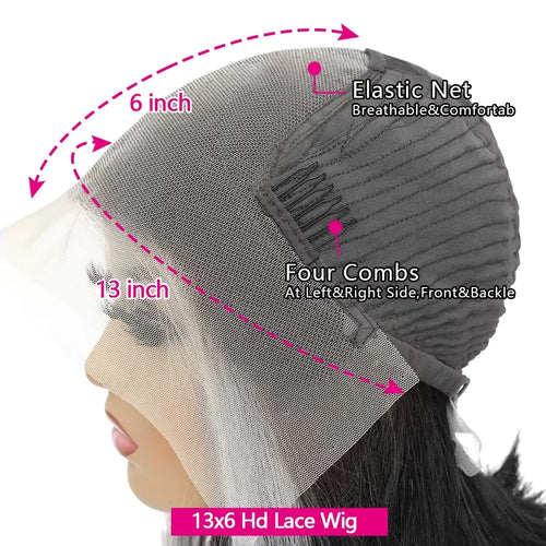 40 Inch 13x6 Body Wave Human Hair Wig 5x5 Glueless closure 250 Density 13x4 HD Lace Natural Black Front Wig Pre Plucked