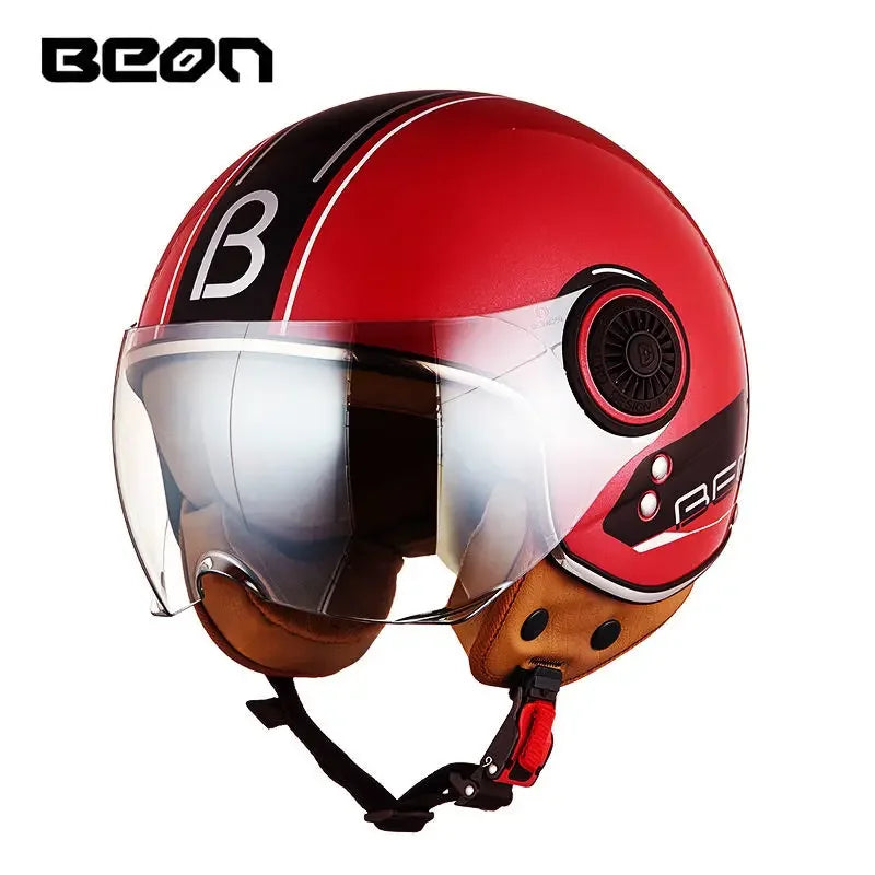 Beon Motorcycle Helmet ECE Certification Winter Warm Retro Half Cap Helmet Electric Vehicle Safety Helmet for All Seasons