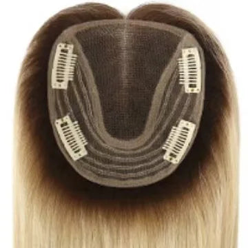 6 Colors Available Human Hair Topper Wig 4x4.5 Lace Frontal 12 Inch Hand-Tied 4 Clips 48H Ship #1B #2 #4 #613 #10/6 #613/BC Dura