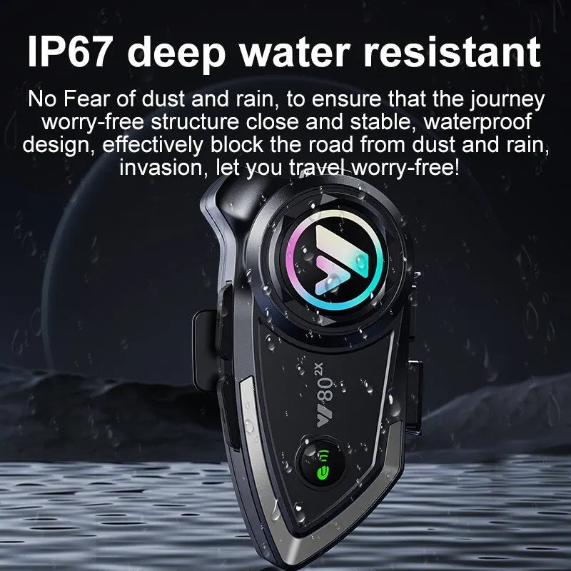 Y80 Motorcycle Helmet Bluetooth Headset Wireless V5.3 Handsfree Call Music Earphone for Riders Moto GPS Waterproof Headphone