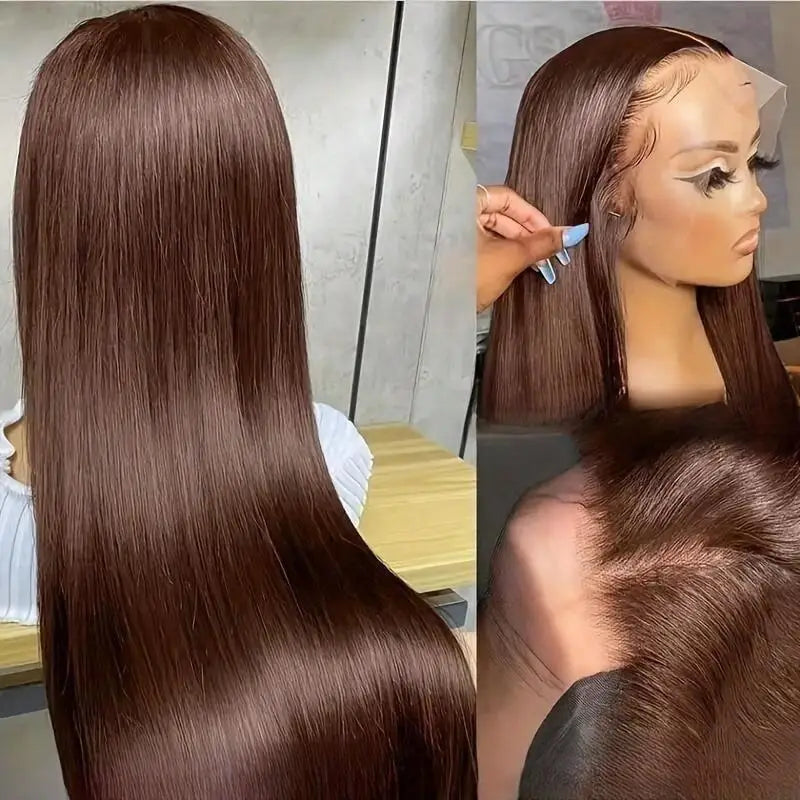 Chocolate Brown Human Hair Wigs 13X6 Hd Lace Frontal Wig Colored 13X4 Straight Lace Front Wigs Pre Plucked Brazilian Wig 36 Inch