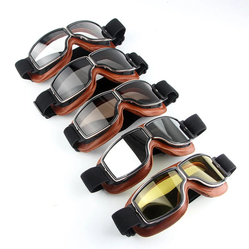 Metal frame retro goggles, motorcycle off-road riding glasses, outdoor sports windproof and dustproof bicycle goggles
